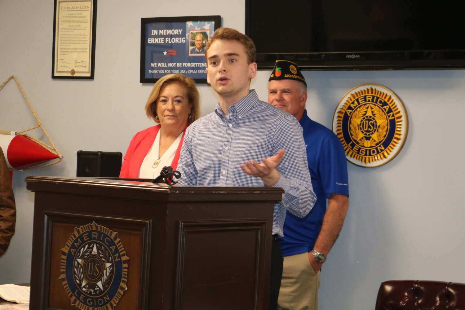 Ben Black, a Ponte Vedra High senior, speaks to the American Legion Auxiliary, Post 129 about his experience last year at Boys Nation on Feb. 1.